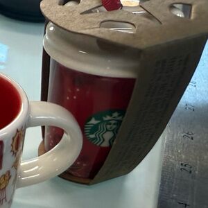 NWT Starbucks Red Ceramic Holiday Ornament Mug NEW with Box